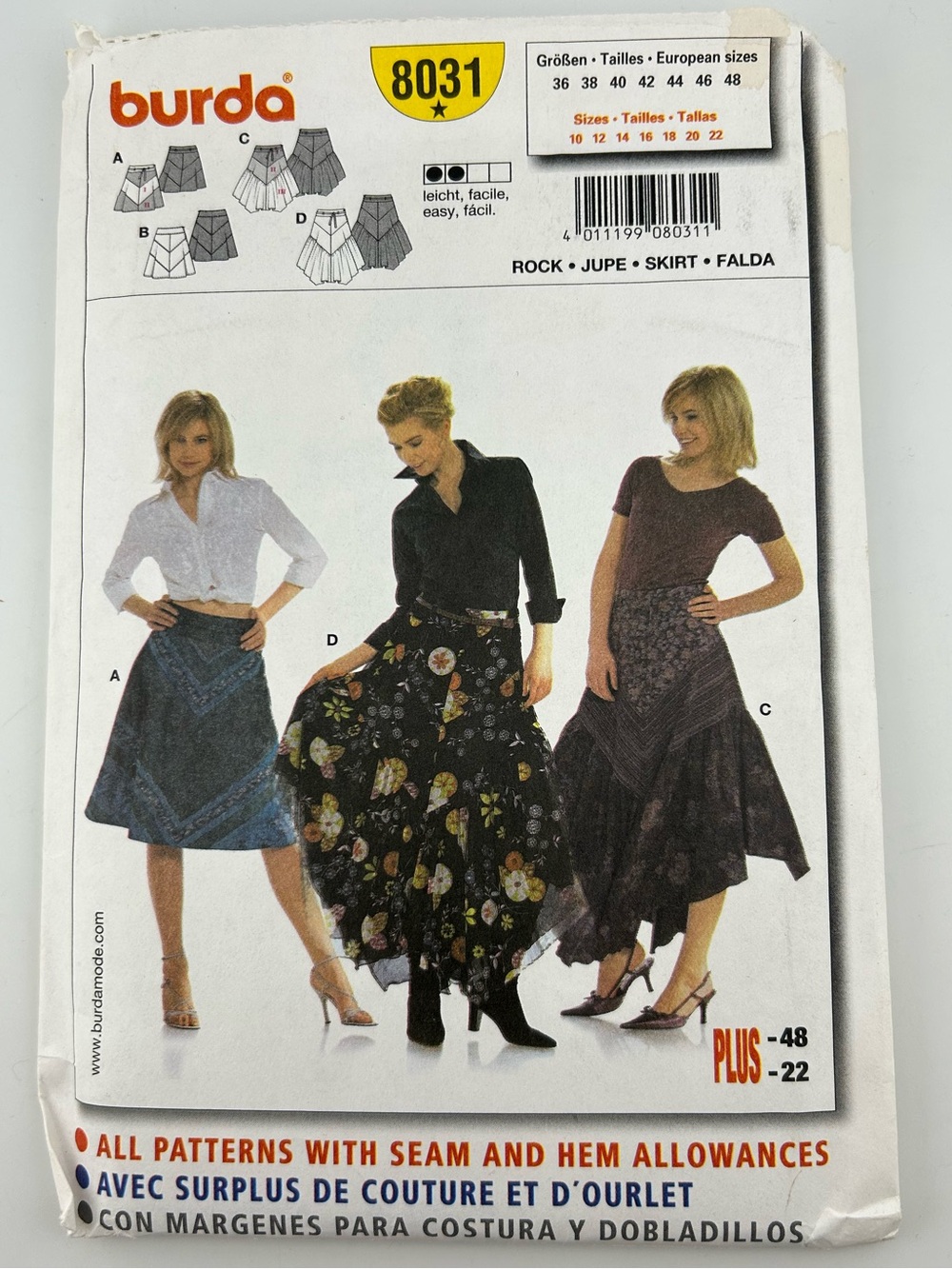 🧵 2 for 22$ 🧵 BURDA Sewing Pattern 8031 - Women Skirt